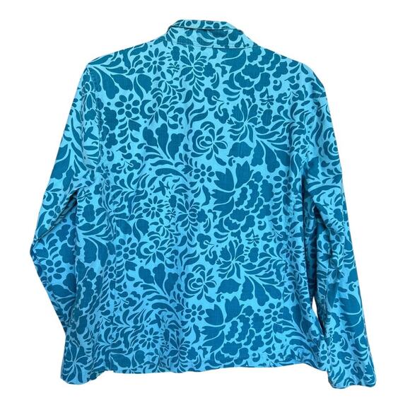 Coldwater Creek Women's Blue Floral Print Full Zip Snap Jacket Size Large - Picture 5 of 6